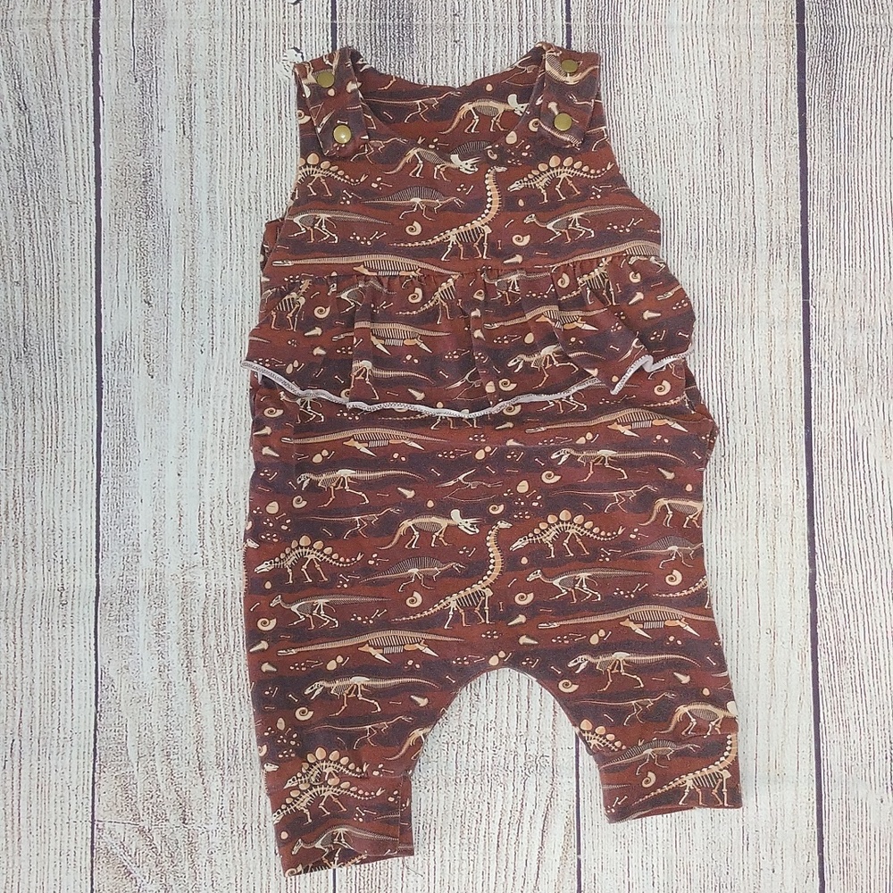 Custom Made ADJUSTABLE Grow-With-Me Infant/Toddler Romper 6m-4+y Fossils